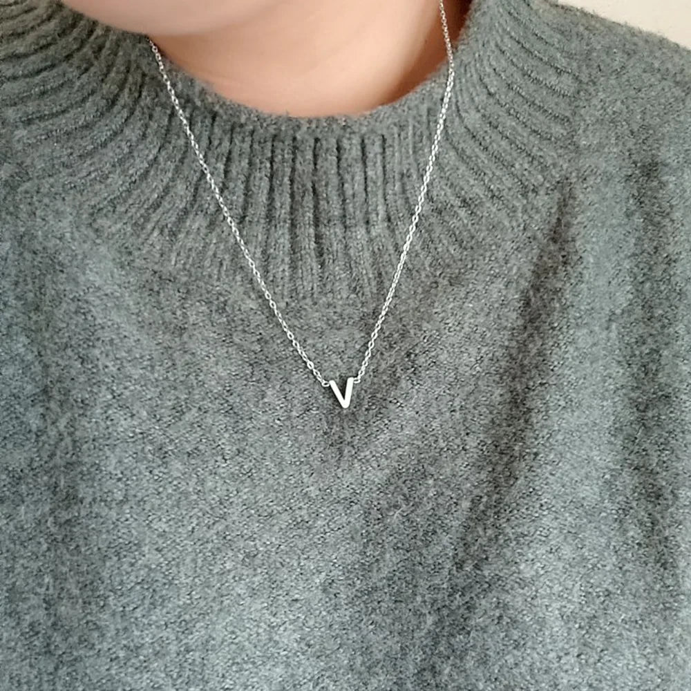 Minimalist Initial Letter Pendant Necklace
