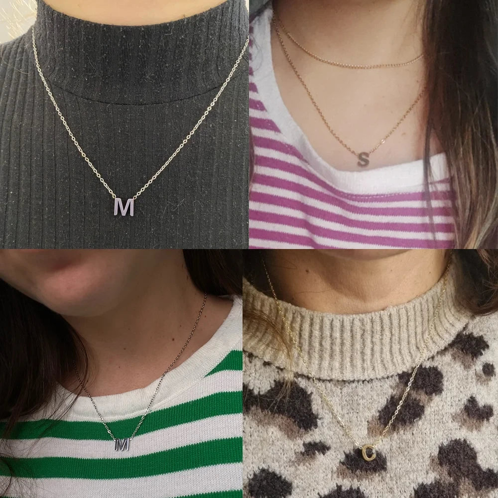 Minimalist Initial Letter Pendant Necklace