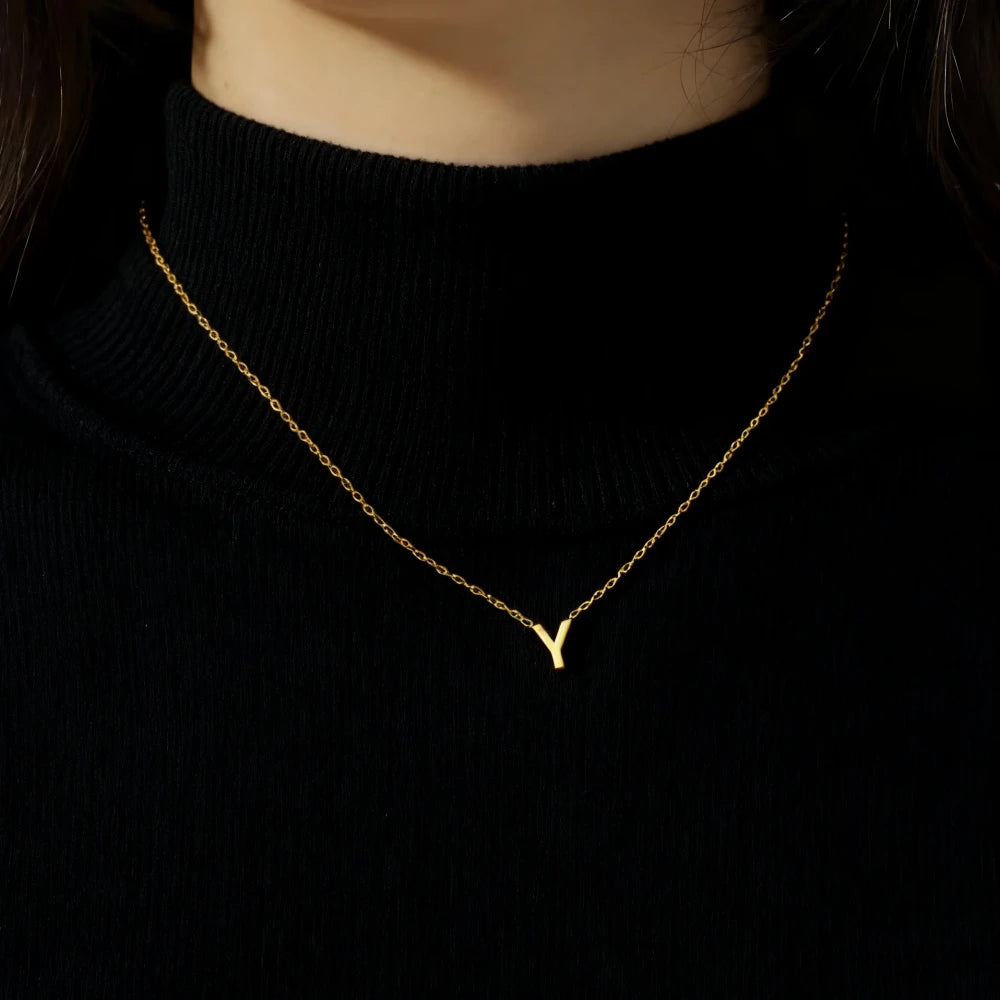 Minimalist Initial Letter Pendant Necklace
